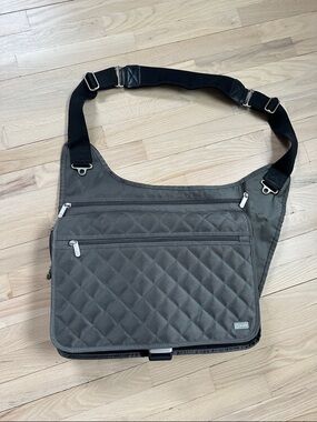 Mens Quilted Crossbody laptop Bag - Gray